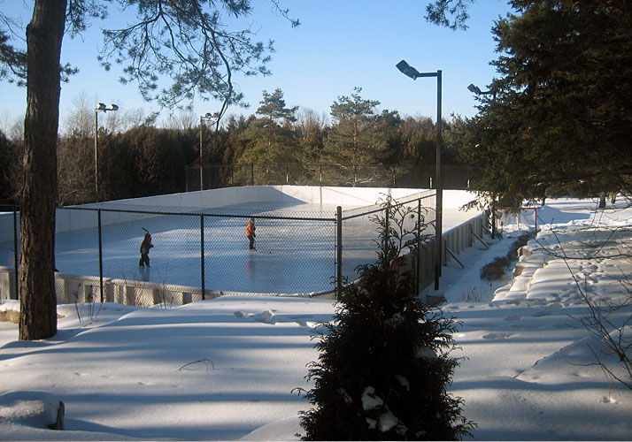 60' x 120' Sport Pad, (5) RinkMate chillers, rink boards, protective netting, rink lighting